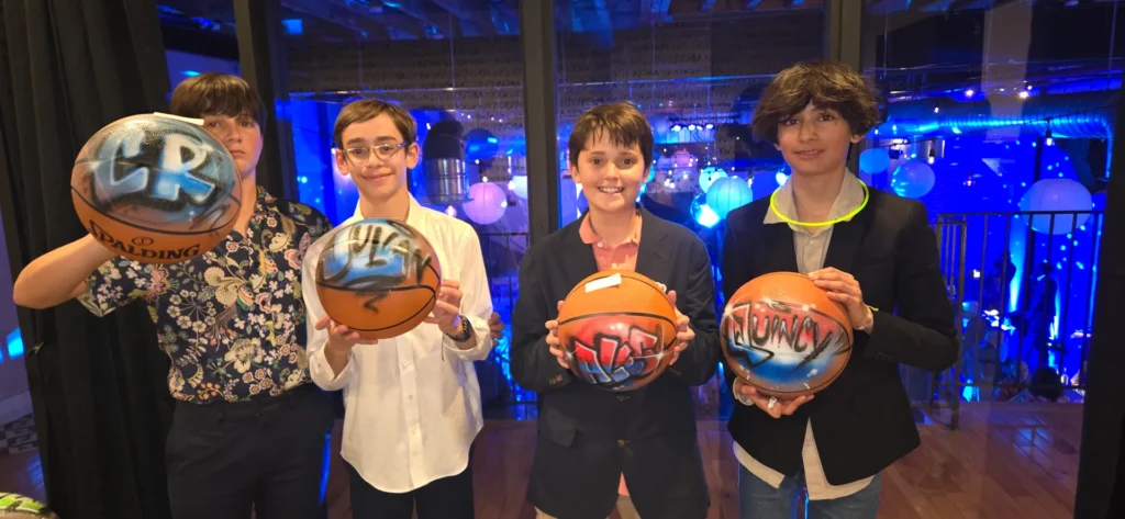 Boys with Airbrush Basketballs